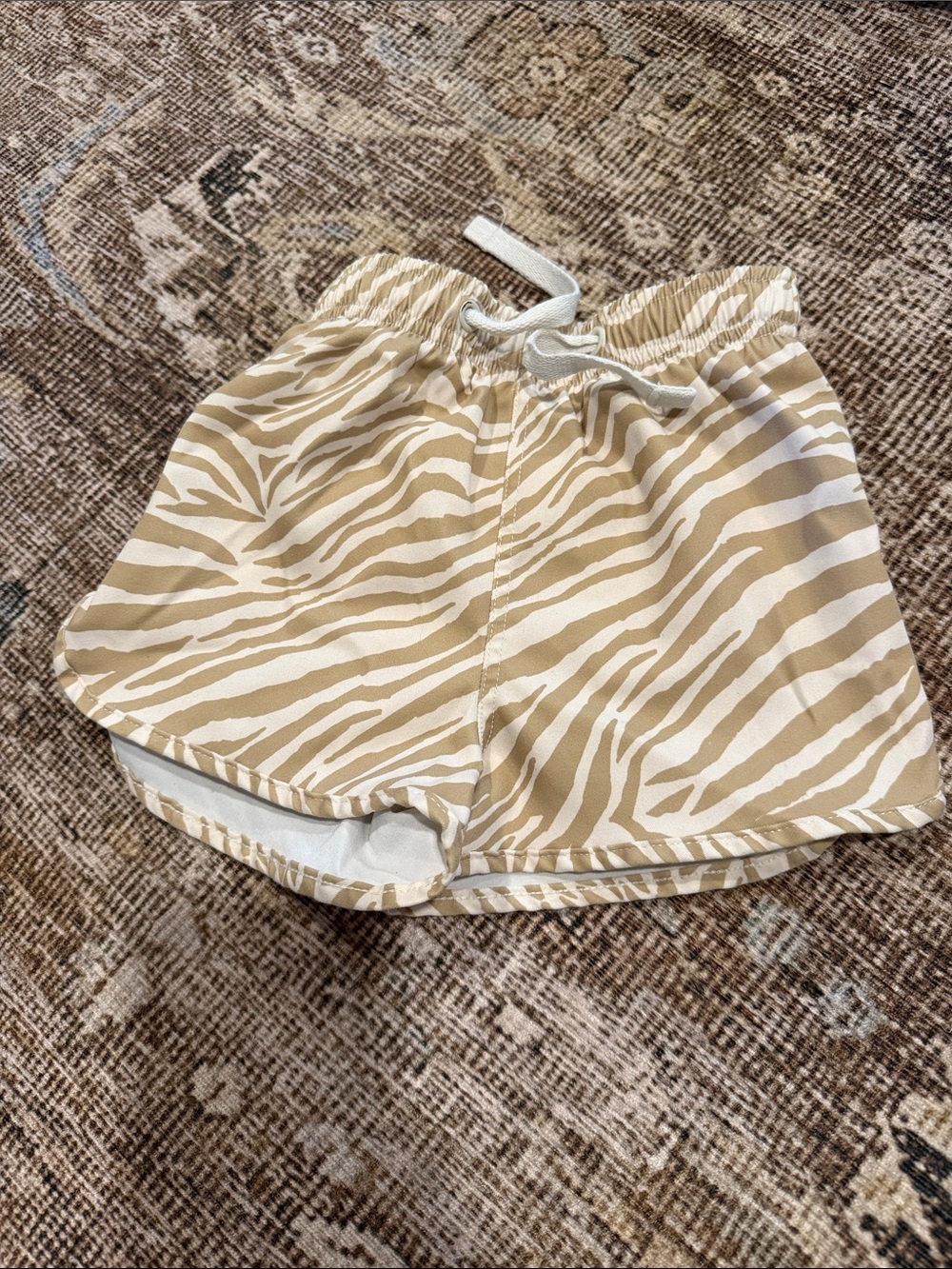Rylee + Cru Tan and White Zebra-Print Drawstring Shorts